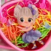 A pink transparent heart-shaped small bag with colorful hair bands and doll decorations Application Scenario